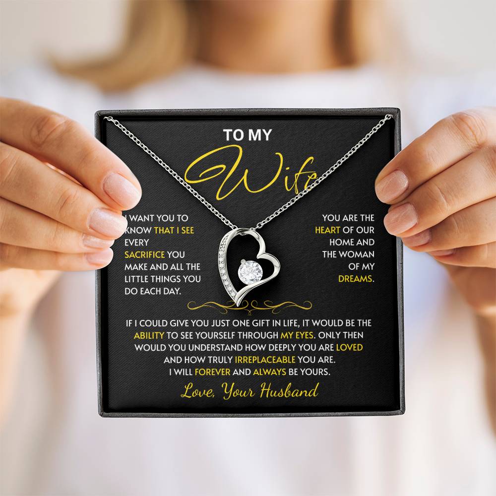 To My Wife Jewelry – Forever Love Necklace, Romantic Gift for Her, The Greatest Blessing in My Life, Perfect for Birthday, Christmas, Anniversary, or Valentine’s Day