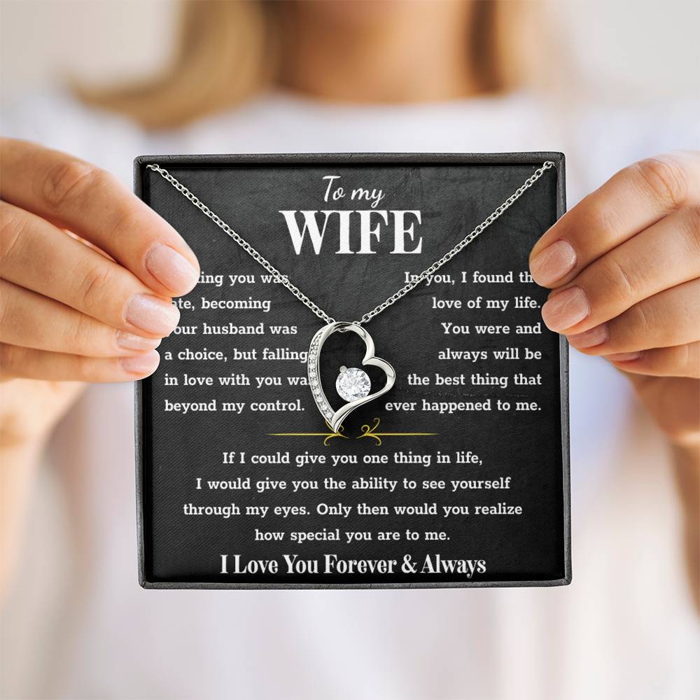 To My Wife – Forever Love Necklace, Gift for Wife from Husband, Romantic Anniversary Birthday Christmas Jewelry, Meaningful Love Message Card, Perfect Valentine’s Day Gift