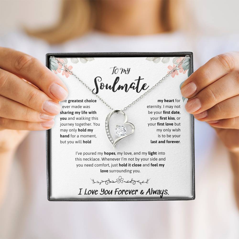 To My Soulmate Necklace – Romantic Jewelry Gift for Wife from Husband – Birthday, Anniversary, Valentine’s Day Gift with Message Card & Gift Box