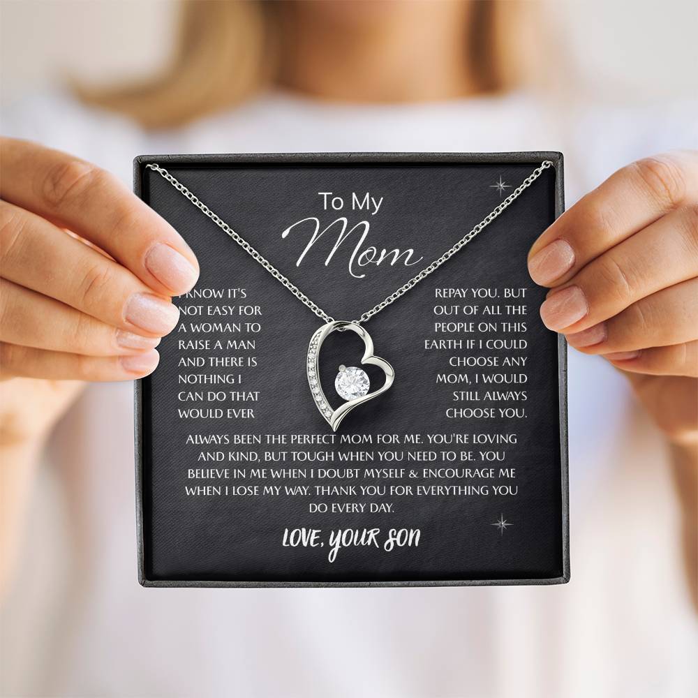 To My Mom – Sentimental Necklace with Heartfelt Card, Thoughtful Gifts from Daughter or Son for Mother’s Day, Birthday, Christmas