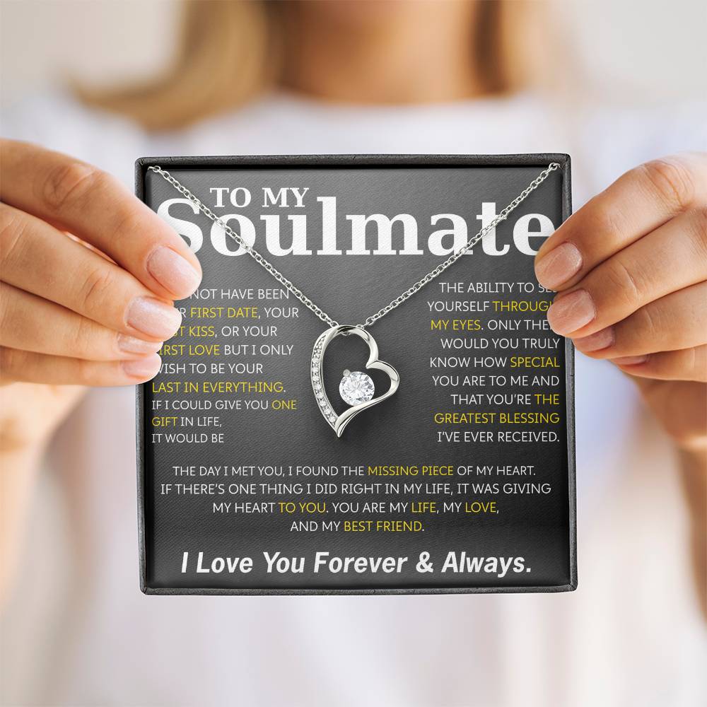 To My Soulmate Necklace – Romantic Jewelry Gift for Wife from Husband – Birthday, Anniversary, Valentine’s Day Gift with Message Card & Gift Box