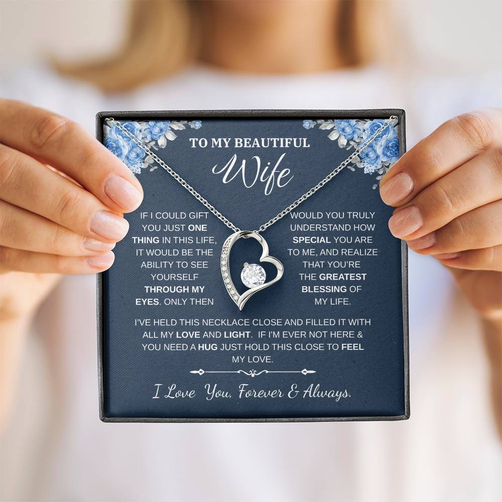 To My Wife Jewelry – Forever Love Necklace, Romantic Gift for Her, The Greatest Blessing in My Life, Perfect for Birthday, Christmas, Anniversary, or Valentine’s Day