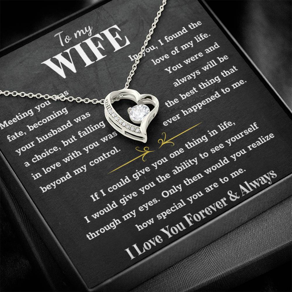 To My Wife – Forever Love Necklace, Gift for Wife from Husband, Romantic Anniversary Birthday Christmas Jewelry, Meaningful Love Message Card, Perfect Valentine’s Day Gift