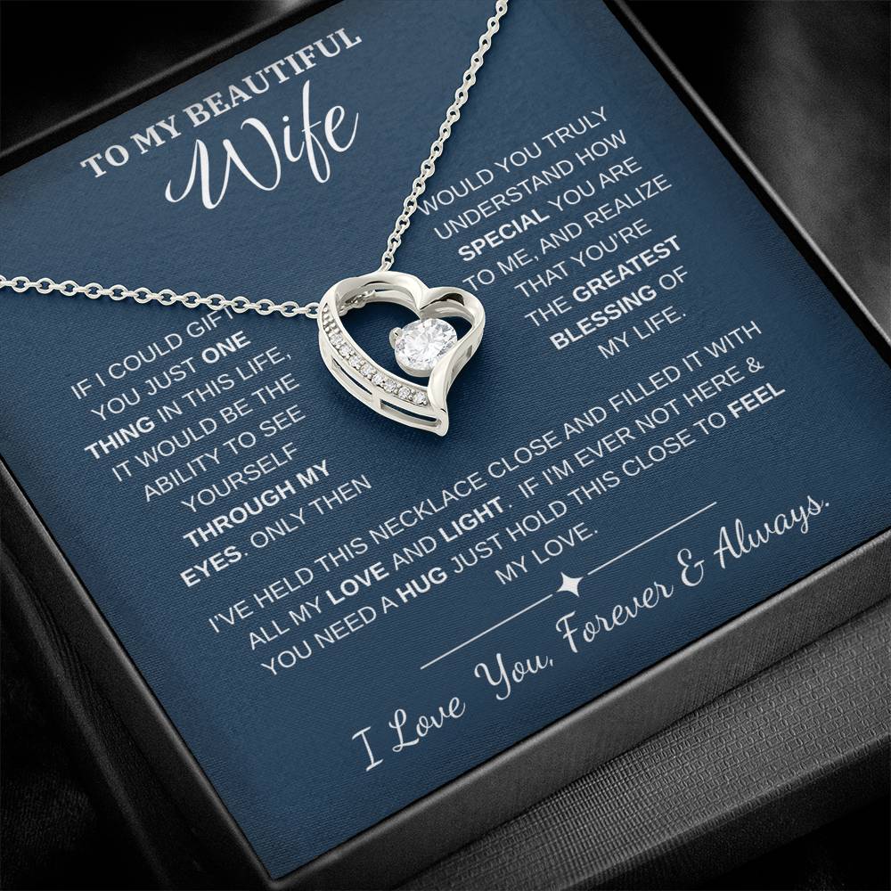 To My Wife Jewelry – Forever Love Necklace, Romantic Gift for Her, The Greatest Blessing in My Life, Perfect for Birthday, Christmas, Anniversary, or Valentine’s Day