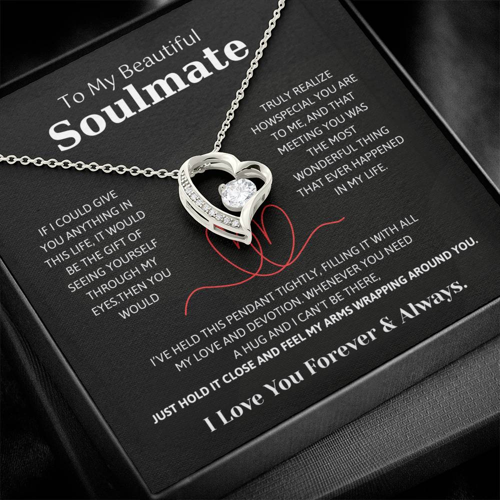 To My Soulmate Necklace – Romantic Jewelry Gift for Wife from Husband – Birthday, Anniversary, Valentine’s Day Gift with Message Card & Gift Box