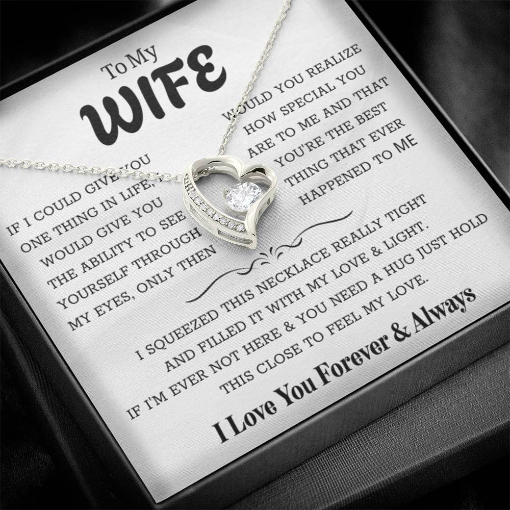 To My Wife – Forever Love Necklace, Gift for Wife from Husband, Romantic Anniversary Birthday Christmas Jewelry, Meaningful Love Message Card, Perfect Valentine’s Day Gift