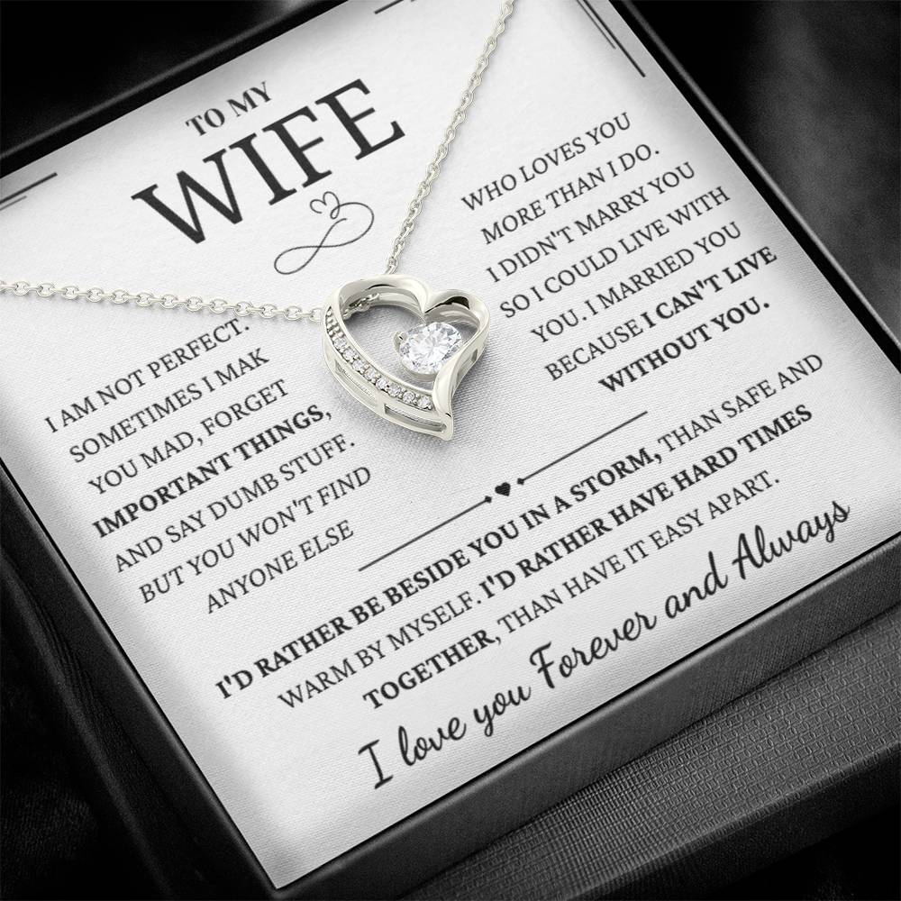 To My Wife – Forever Love Necklace, Gift for Wife from Husband, Romantic Anniversary Birthday Christmas Jewelry, Meaningful Love Message Card, Perfect Valentine’s Day Gift