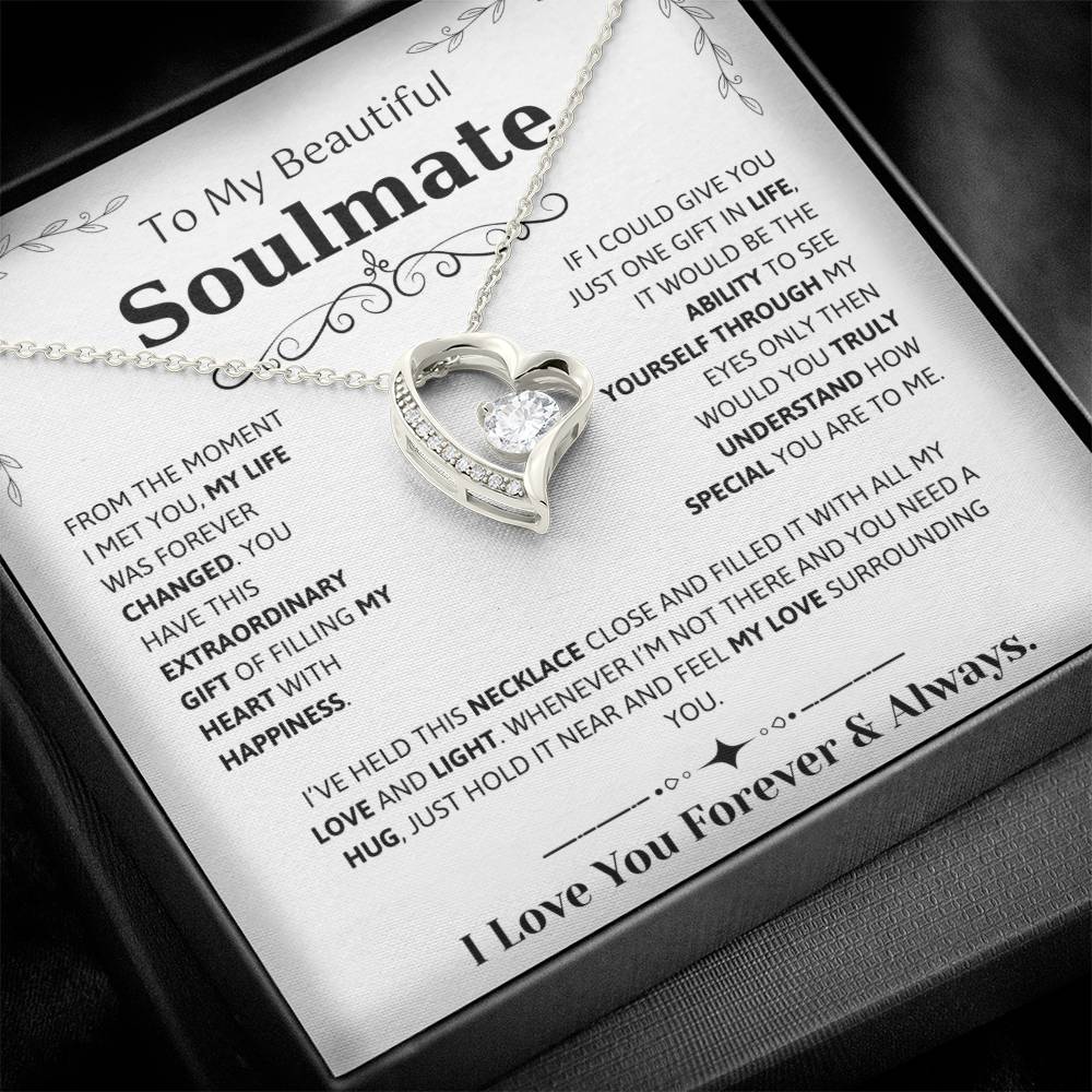 To My Soulmate Necklace – Romantic Jewelry Gift for Wife from Husband – Birthday, Anniversary, Valentine’s Day Gift with Message Card & Gift Box
