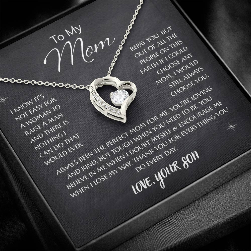 To My Mom – Sentimental Necklace with Heartfelt Card, Thoughtful Gifts from Daughter or Son for Mother’s Day, Birthday, Christmas
