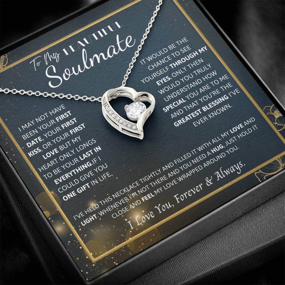 To My Soulmate Necklace – Romantic Jewelry Gift for Wife from Husband – Birthday, Anniversary, Valentine’s Day Gift with Message Card & Gift Box