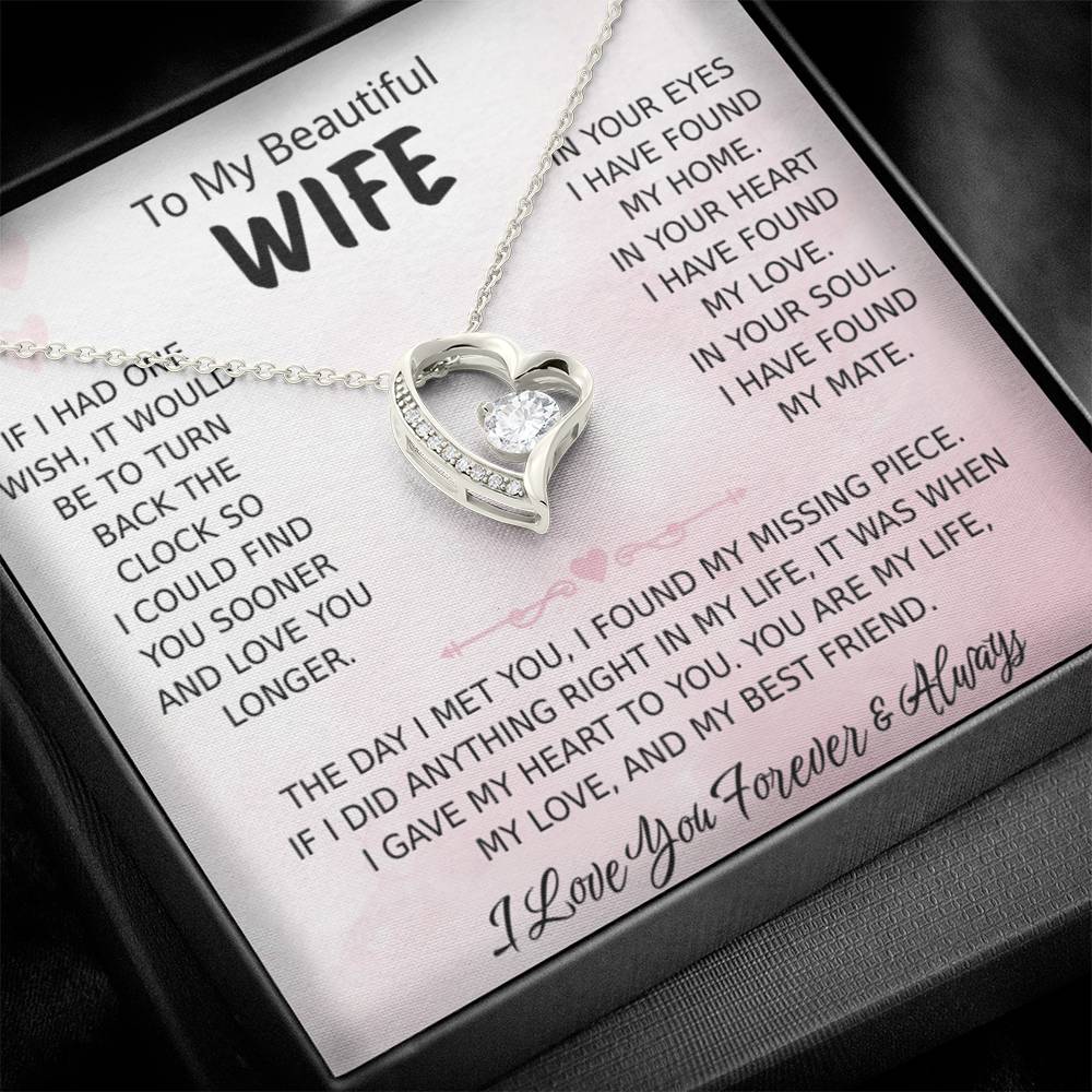 To My Wife – Forever Love Necklace, Gift for Wife from Husband, Romantic Anniversary Birthday Christmas Jewelry, Meaningful Love Message Card, Perfect Valentine’s Day Gift