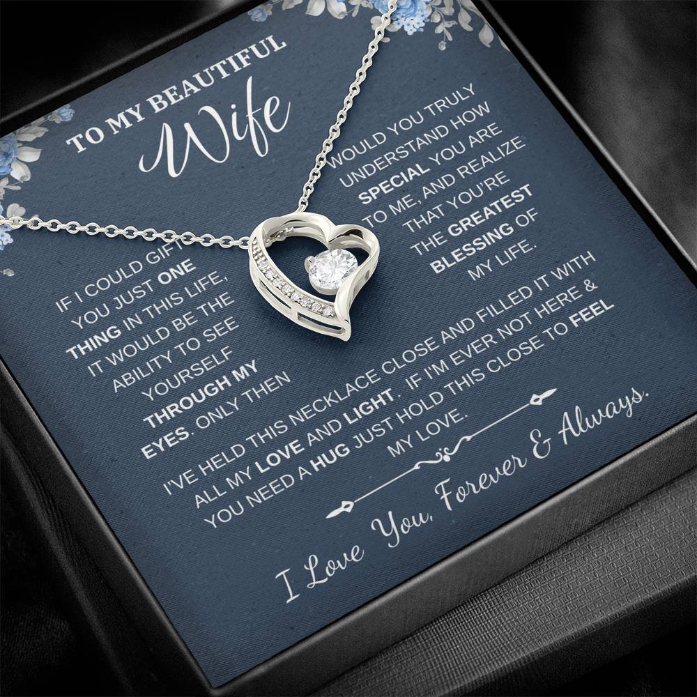 To My Wife Jewelry – Forever Love Necklace, Romantic Gift for Her, The Greatest Blessing in My Life, Perfect for Birthday, Christmas, Anniversary, or Valentine’s Day