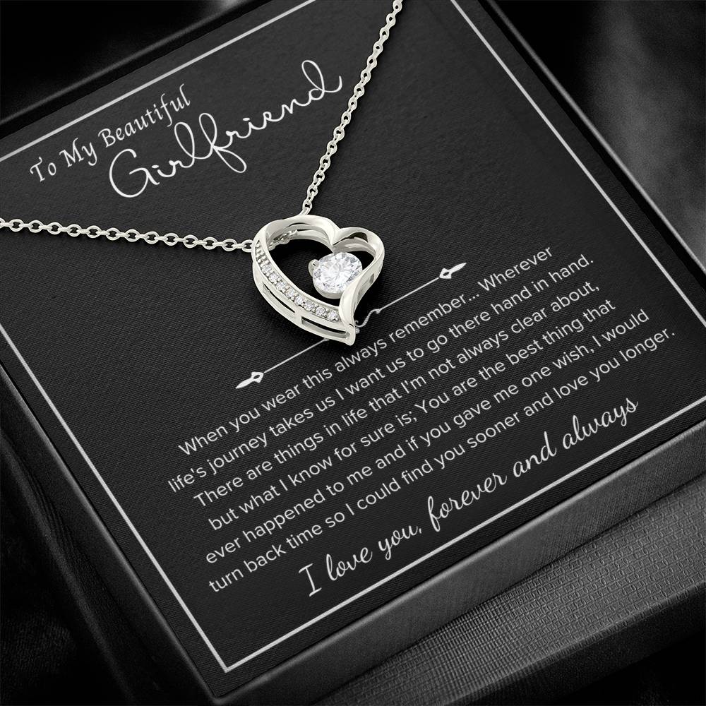 To My Girlfriend – Sterling Silver Forever Love Necklace, Meaningful Jewelry Gift for Her, Birthday, Anniversary, Valentine’s Day