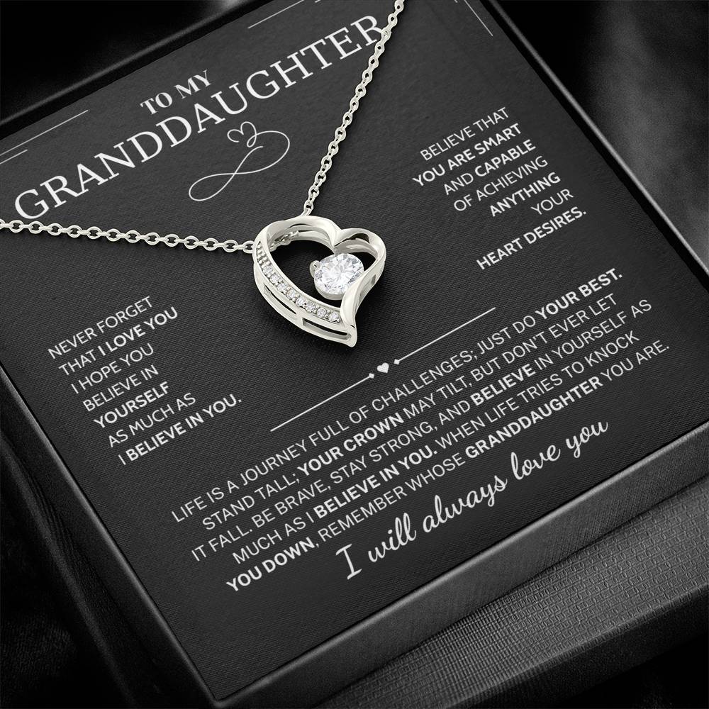 Granddaughter Gifts From Grandma Grandpa - To My Granddaughter Necklace With Heartfelt Message & Elegant Box, Jewelry Gift For Birthday, Graduation, Valentines, Mothers Day, Christmas & More