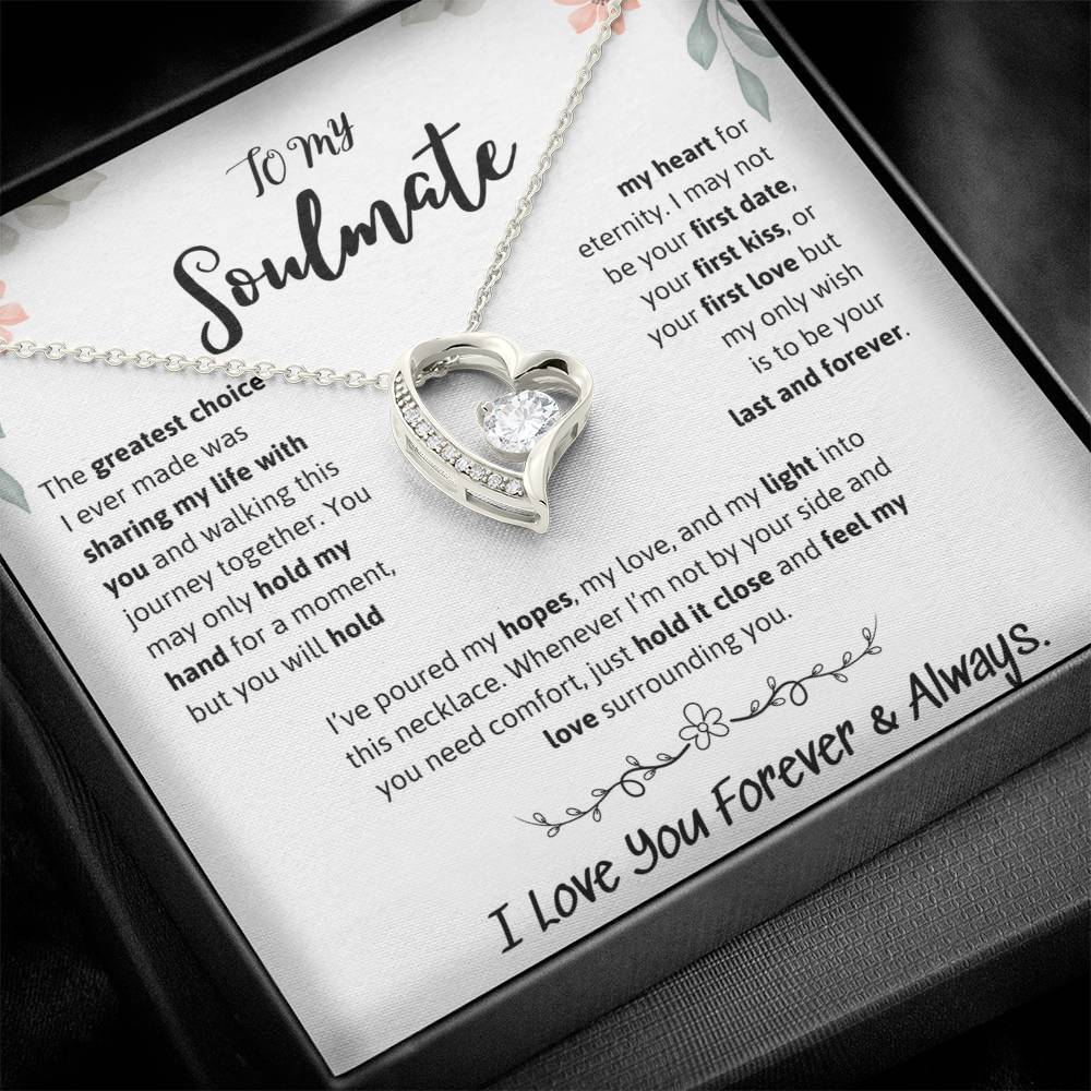 To My Soulmate Necklace – Romantic Jewelry Gift for Wife from Husband – Birthday, Anniversary, Valentine’s Day Gift with Message Card & Gift Box