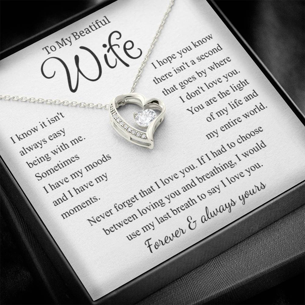 To My Wife – Forever Love Necklace, Gift for Wife from Husband, Romantic Anniversary Birthday Christmas Jewelry, Meaningful Love Message Card, Perfect Valentine's Day Gift