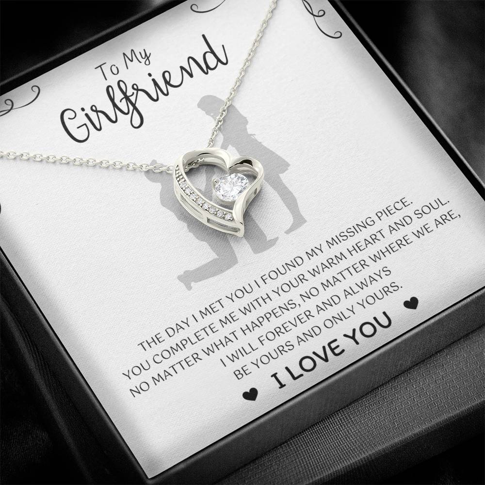 To My Girlfriend – Sterling Silver Forever Love Necklace, Meaningful Jewelry Gift for Her, Birthday, Anniversary, Valentine’s Day