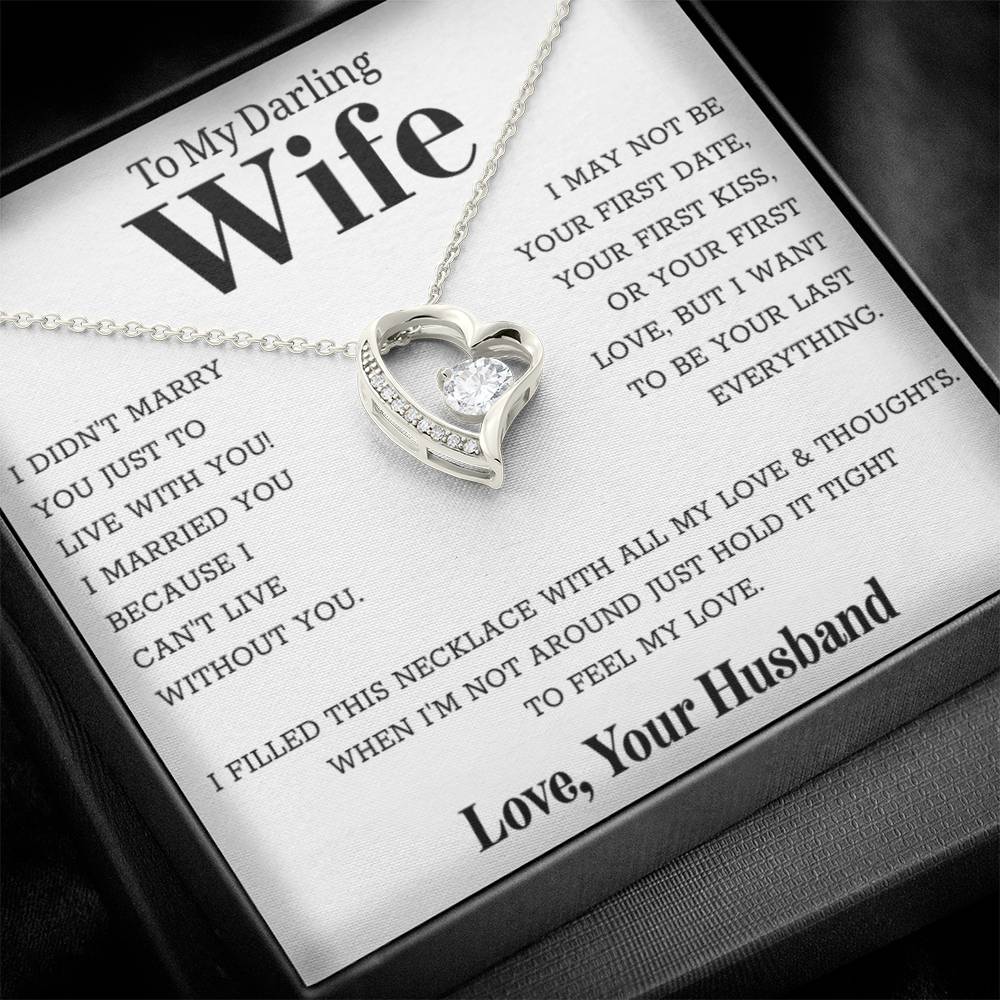 To My Wife – Forever Love Necklace, Gift for Wife from Husband, Romantic Anniversary Birthday Christmas Jewelry, Meaningful Love Message Card, Perfect Valentine’s Day Gift