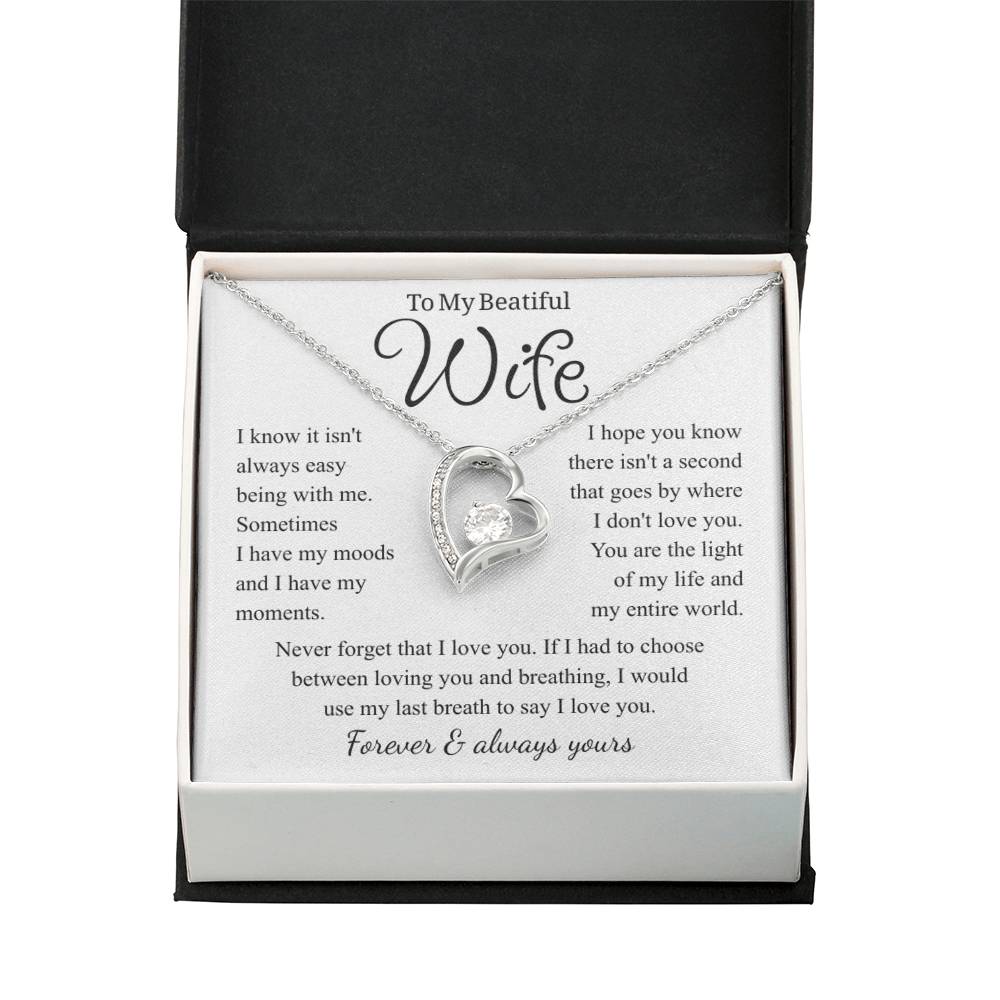 To My Wife – Forever Love Necklace, Gift for Wife from Husband, Romantic Anniversary Birthday Christmas Jewelry, Meaningful Love Message Card, Perfect Valentine's Day Gift