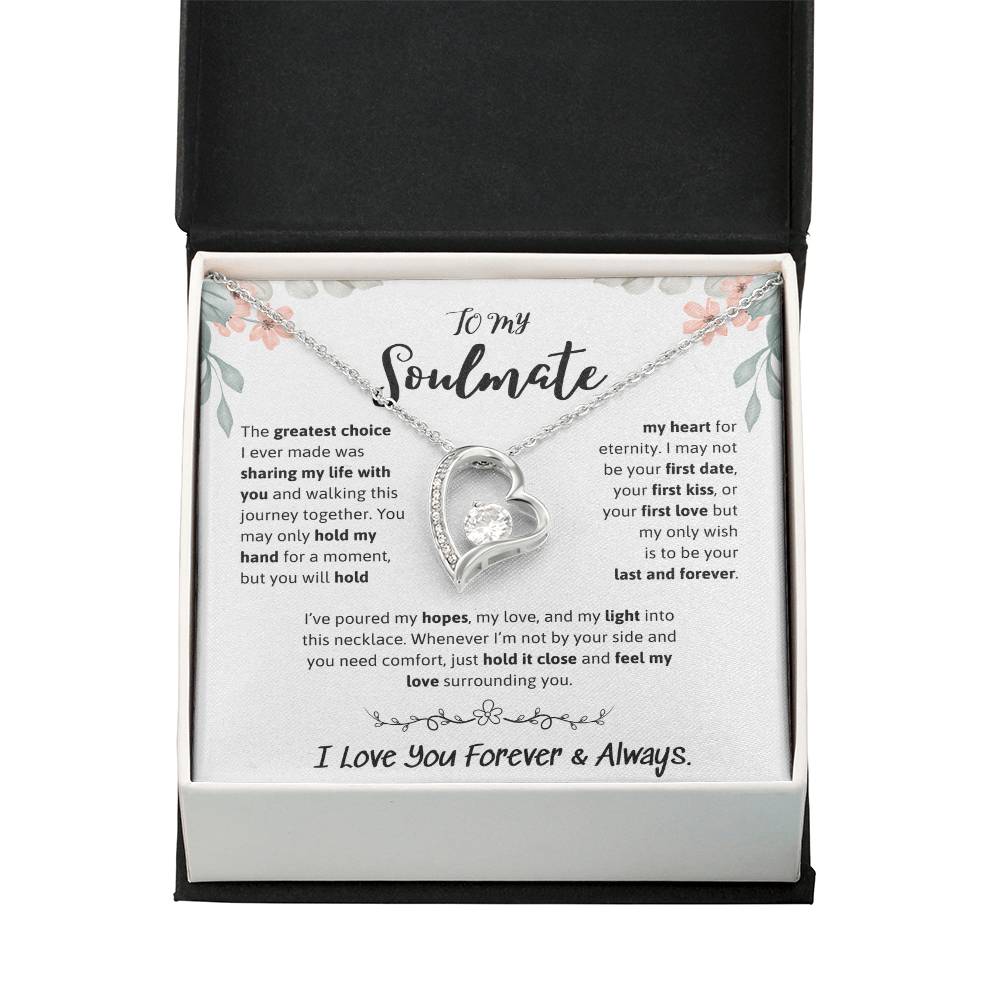 To My Soulmate Necklace – Romantic Jewelry Gift for Wife from Husband – Birthday, Anniversary, Valentine’s Day Gift with Message Card & Gift Box