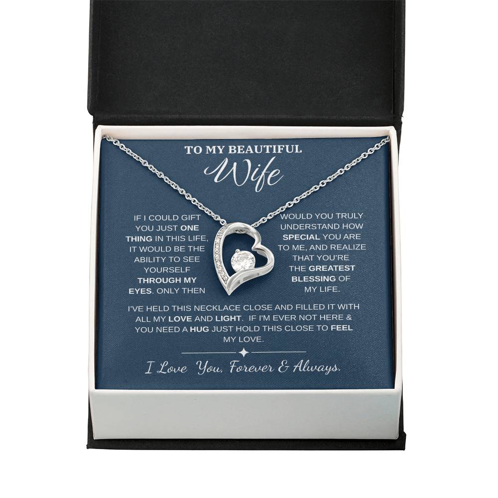 To My Wife Jewelry – Forever Love Necklace, Romantic Gift for Her, The Greatest Blessing in My Life, Perfect for Birthday, Christmas, Anniversary, or Valentine’s Day