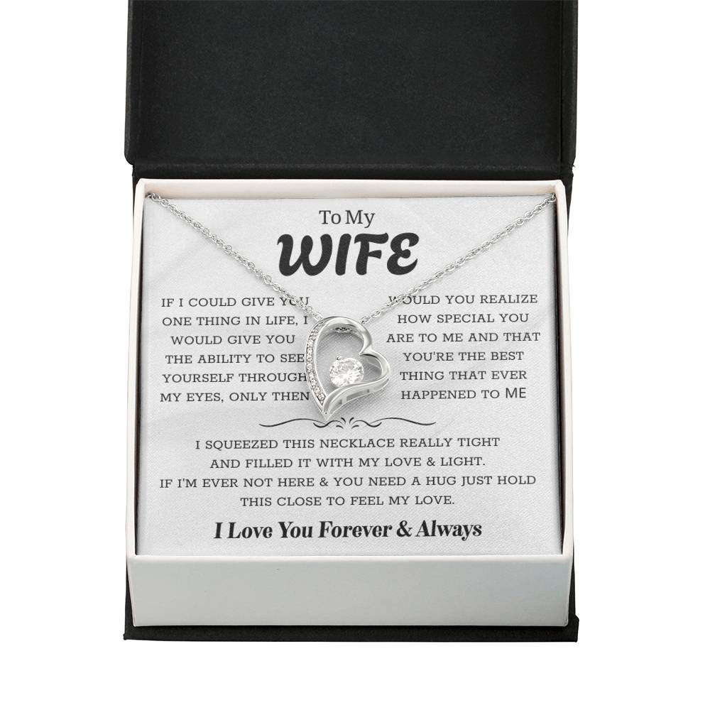 To My Wife – Forever Love Necklace, Gift for Wife from Husband, Romantic Anniversary Birthday Christmas Jewelry, Meaningful Love Message Card, Perfect Valentine’s Day Gift