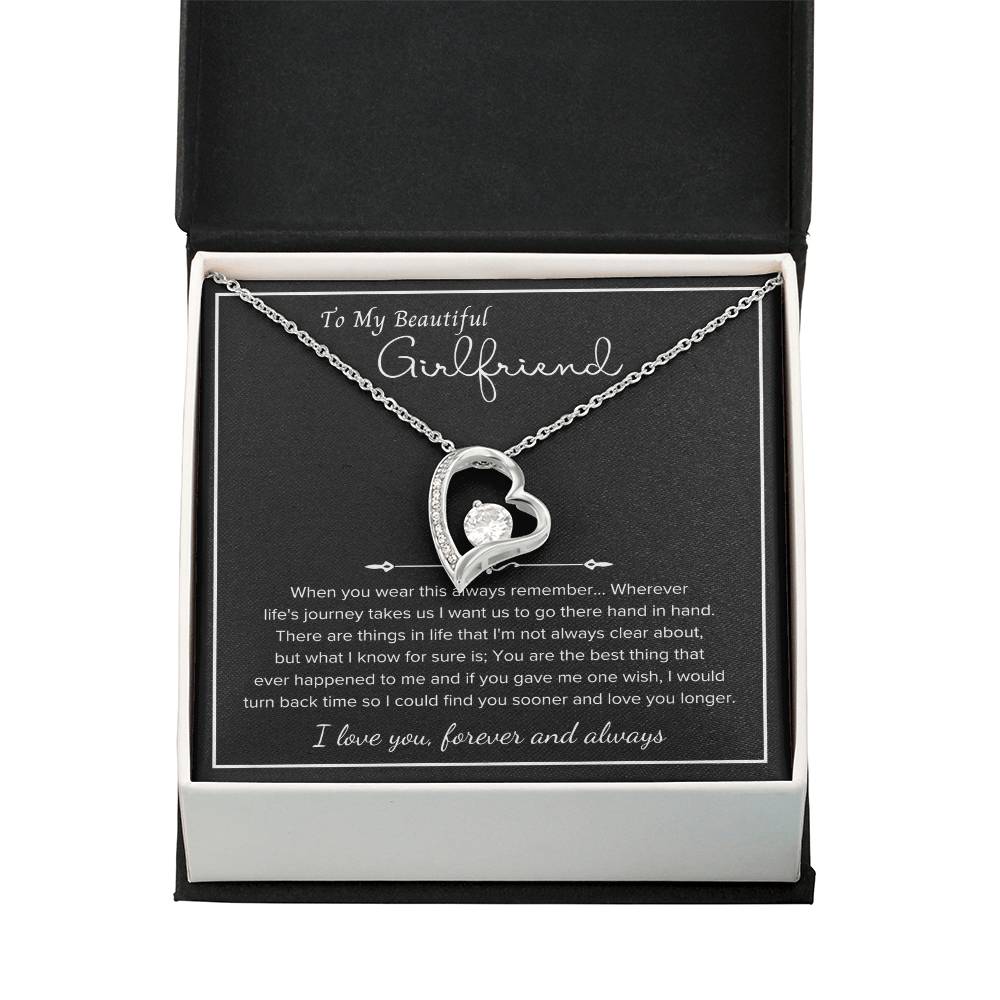To My Girlfriend – Sterling Silver Forever Love Necklace, Meaningful Jewelry Gift for Her, Birthday, Anniversary, Valentine’s Day