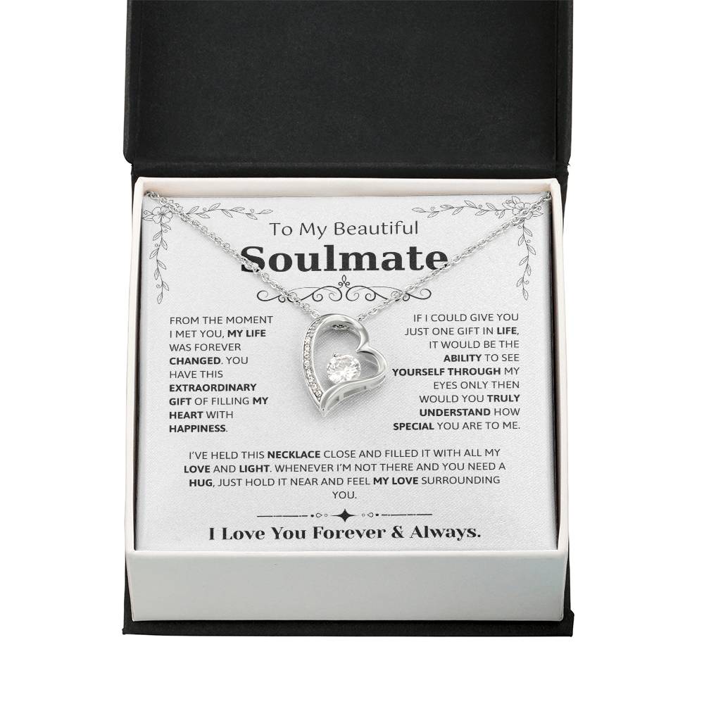 To My Soulmate Necklace – Romantic Jewelry Gift for Wife from Husband – Birthday, Anniversary, Valentine’s Day Gift with Message Card & Gift Box