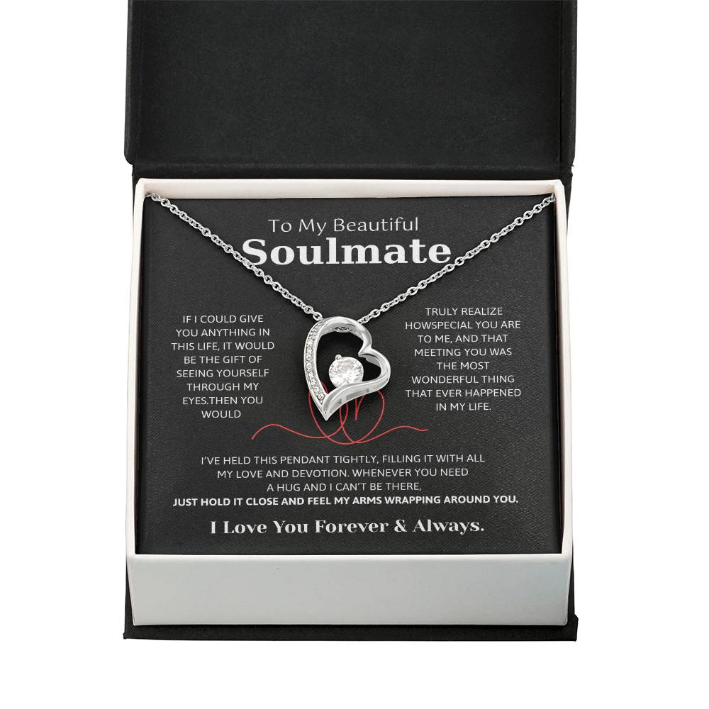 To My Soulmate Necklace – Romantic Jewelry Gift for Wife from Husband – Birthday, Anniversary, Valentine’s Day Gift with Message Card & Gift Box