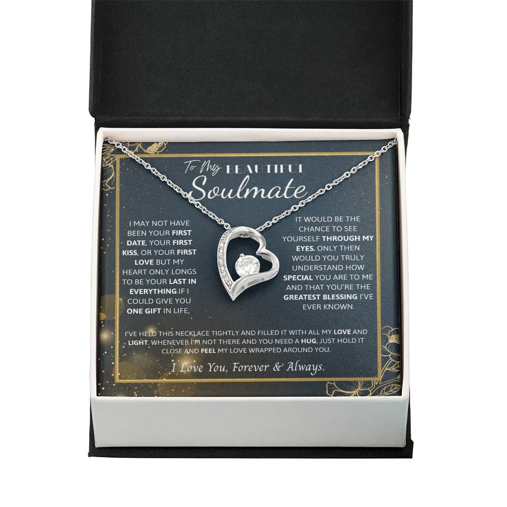 To My Soulmate Necklace – Romantic Jewelry Gift for Wife from Husband – Birthday, Anniversary, Valentine’s Day Gift with Message Card & Gift Box