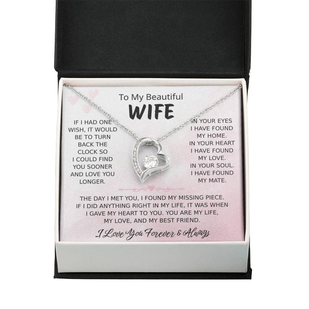 To My Wife – Forever Love Necklace, Gift for Wife from Husband, Romantic Anniversary Birthday Christmas Jewelry, Meaningful Love Message Card, Perfect Valentine’s Day Gift