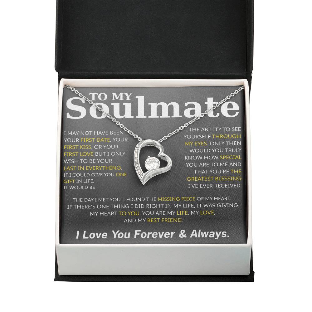 To My Soulmate Necklace – Romantic Jewelry Gift for Wife from Husband – Birthday, Anniversary, Valentine’s Day Gift with Message Card & Gift Box