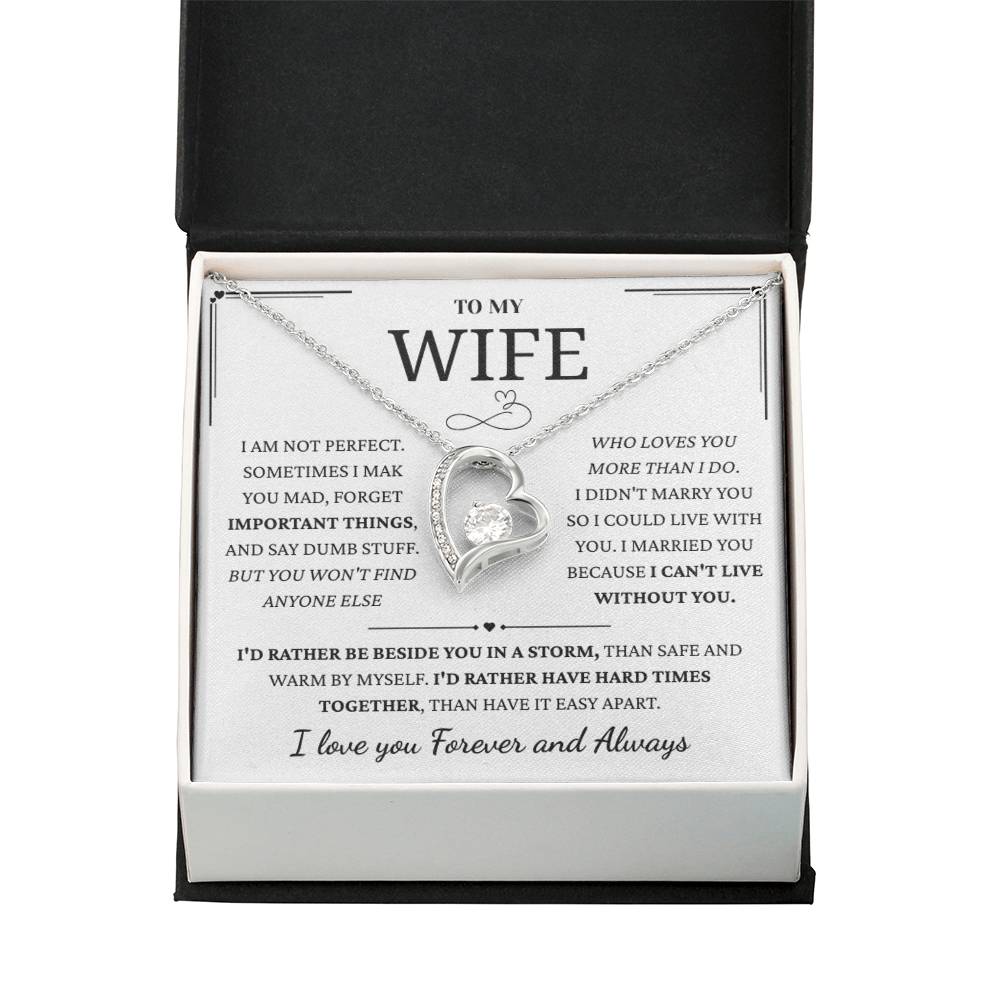 To My Wife – Forever Love Necklace, Gift for Wife from Husband, Romantic Anniversary Birthday Christmas Jewelry, Meaningful Love Message Card, Perfect Valentine’s Day Gift
