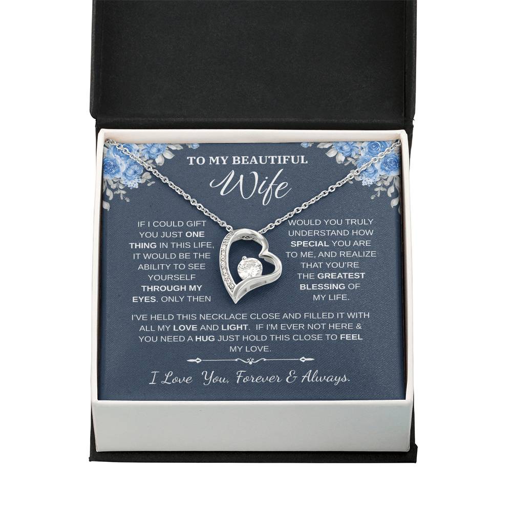 To My Wife Jewelry – Forever Love Necklace, Romantic Gift for Her, The Greatest Blessing in My Life, Perfect for Birthday, Christmas, Anniversary, or Valentine’s Day