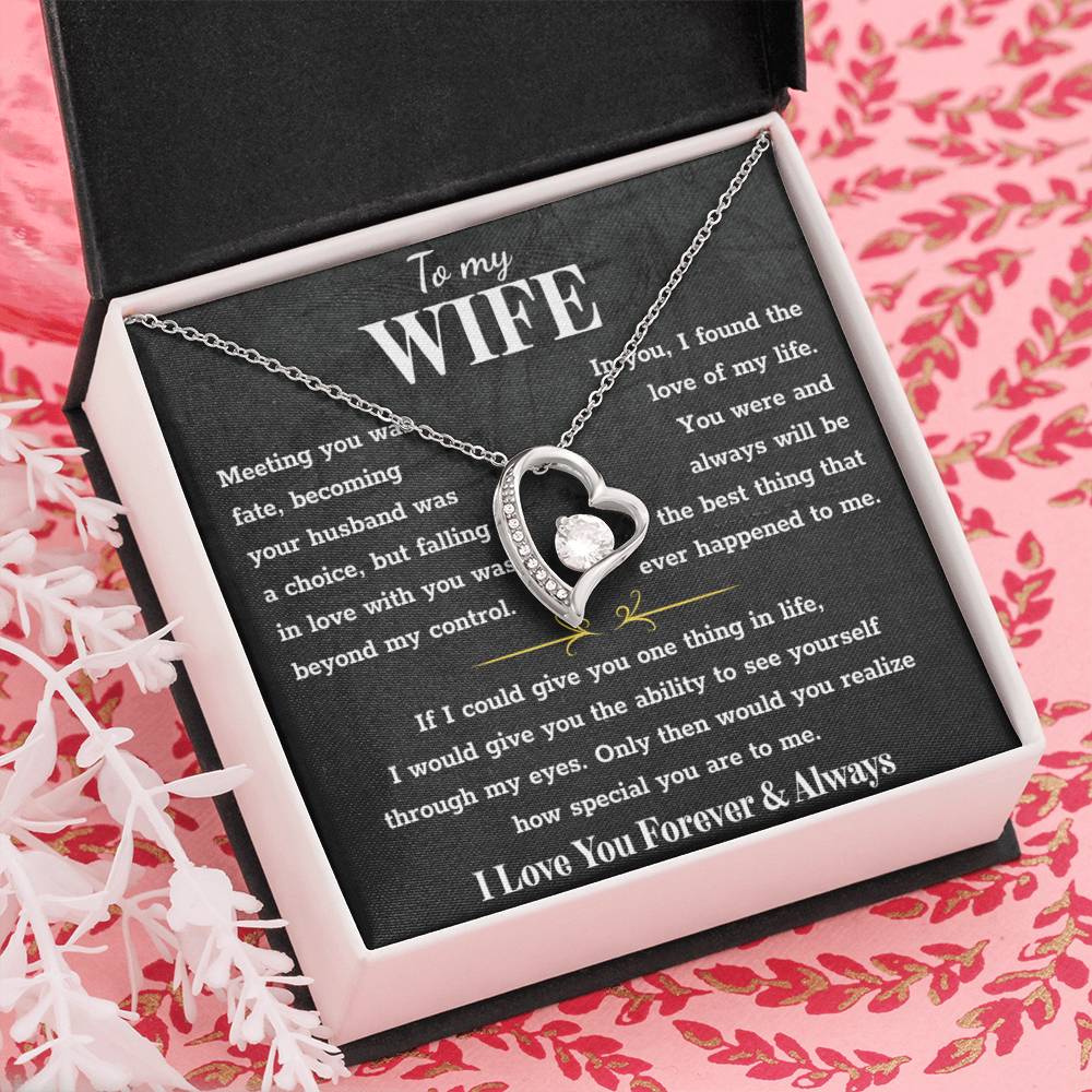 To My Wife – Forever Love Necklace, Gift for Wife from Husband, Romantic Anniversary Birthday Christmas Jewelry, Meaningful Love Message Card, Perfect Valentine’s Day Gift