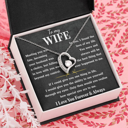 To My Wife – Forever Love Necklace, Gift for Wife from Husband, Romantic Anniversary Birthday Christmas Jewelry, Meaningful Love Message Card, Perfect Valentine’s Day Gift