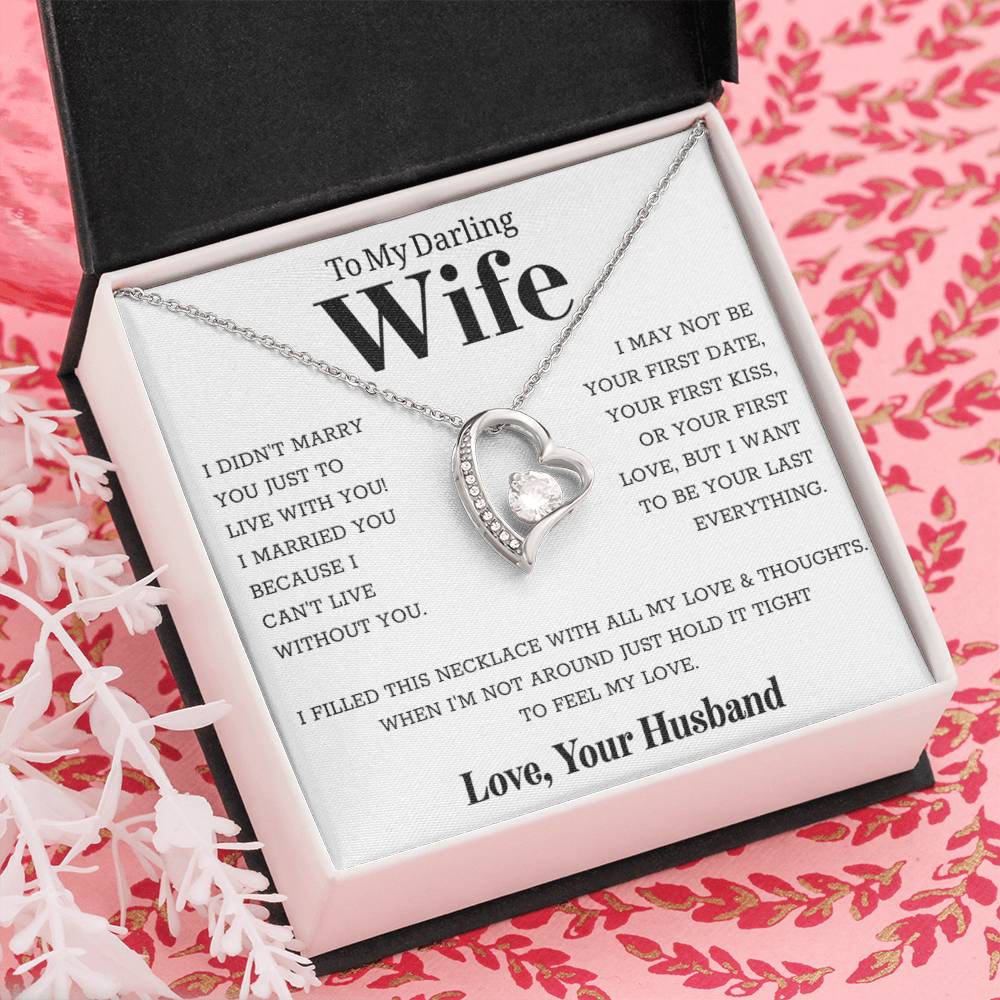 To My Wife – Forever Love Necklace, Gift for Wife from Husband, Romantic Anniversary Birthday Christmas Jewelry, Meaningful Love Message Card, Perfect Valentine’s Day Gift