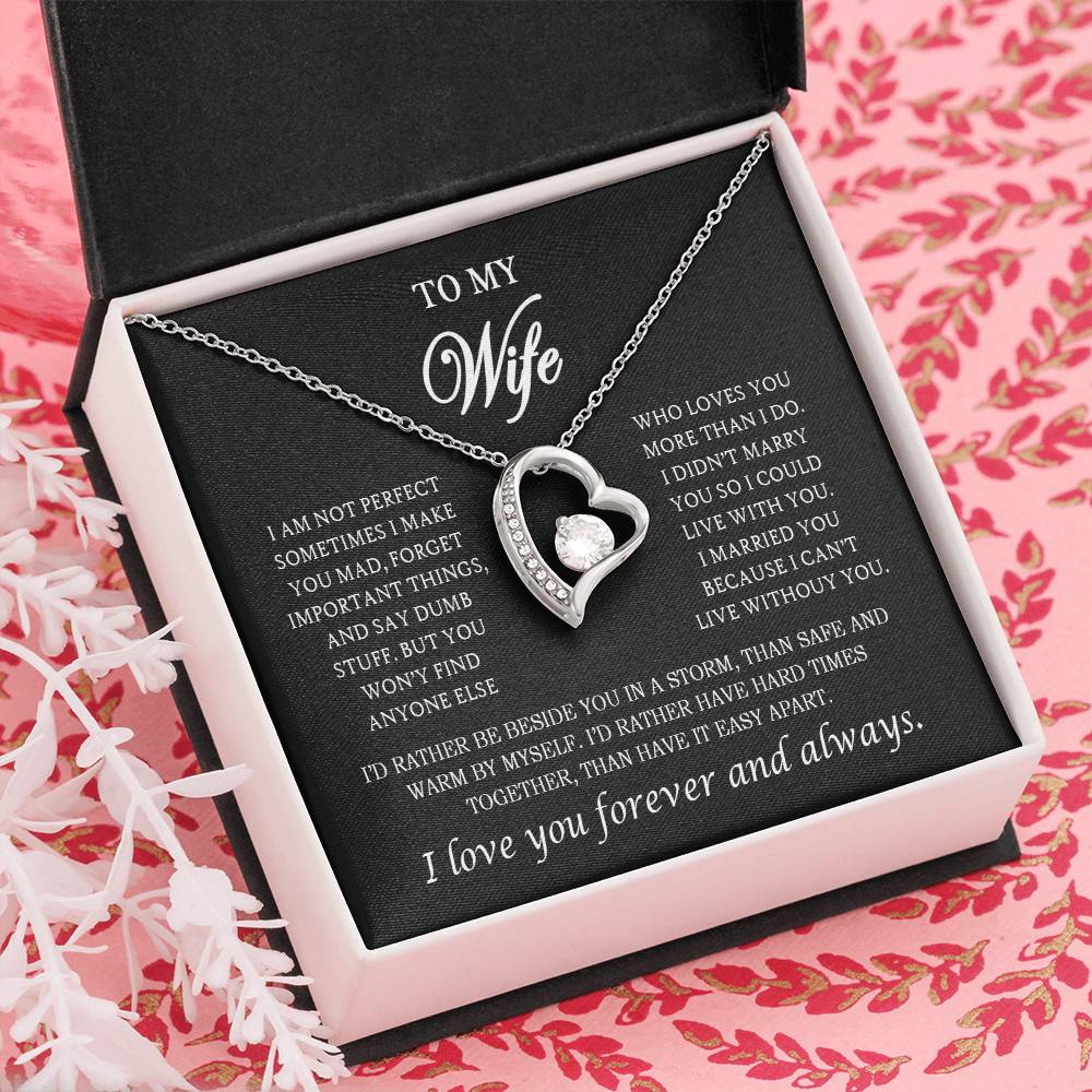 To My Wife Heart Necklace – Stainless Steel Pendant for Women – Meaningful Gift for Anniversary, Birthday, Christmas, Valentine’s Day