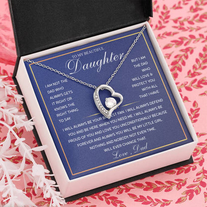 To My Daughter Necklace from Dad – Christmas Gift for Daughter or Daughter-in-Law, Birthday Jewelry for Women, Valentine's Day & Mother's Day Present