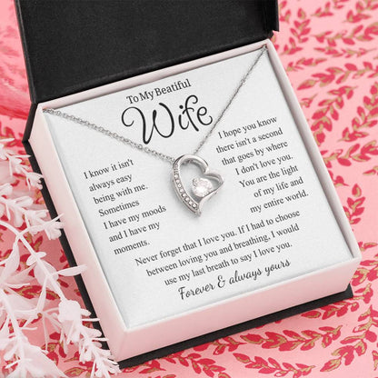 To My Wife – Forever Love Necklace, Gift for Wife from Husband, Romantic Anniversary Birthday Christmas Jewelry, Meaningful Love Message Card, Perfect Valentine's Day Gift