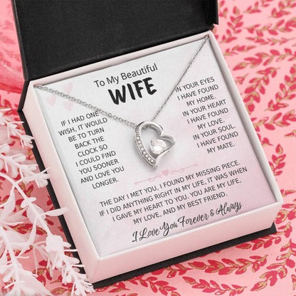 To My Wife – Forever Love Necklace, Gift for Wife from Husband, Romantic Anniversary Birthday Christmas Jewelry, Meaningful Love Message Card, Perfect Valentine’s Day Gift