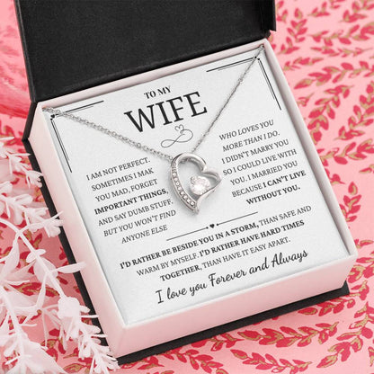 To My Wife – Forever Love Necklace, Gift for Wife from Husband, Romantic Anniversary Birthday Christmas Jewelry, Meaningful Love Message Card, Perfect Valentine’s Day Gift