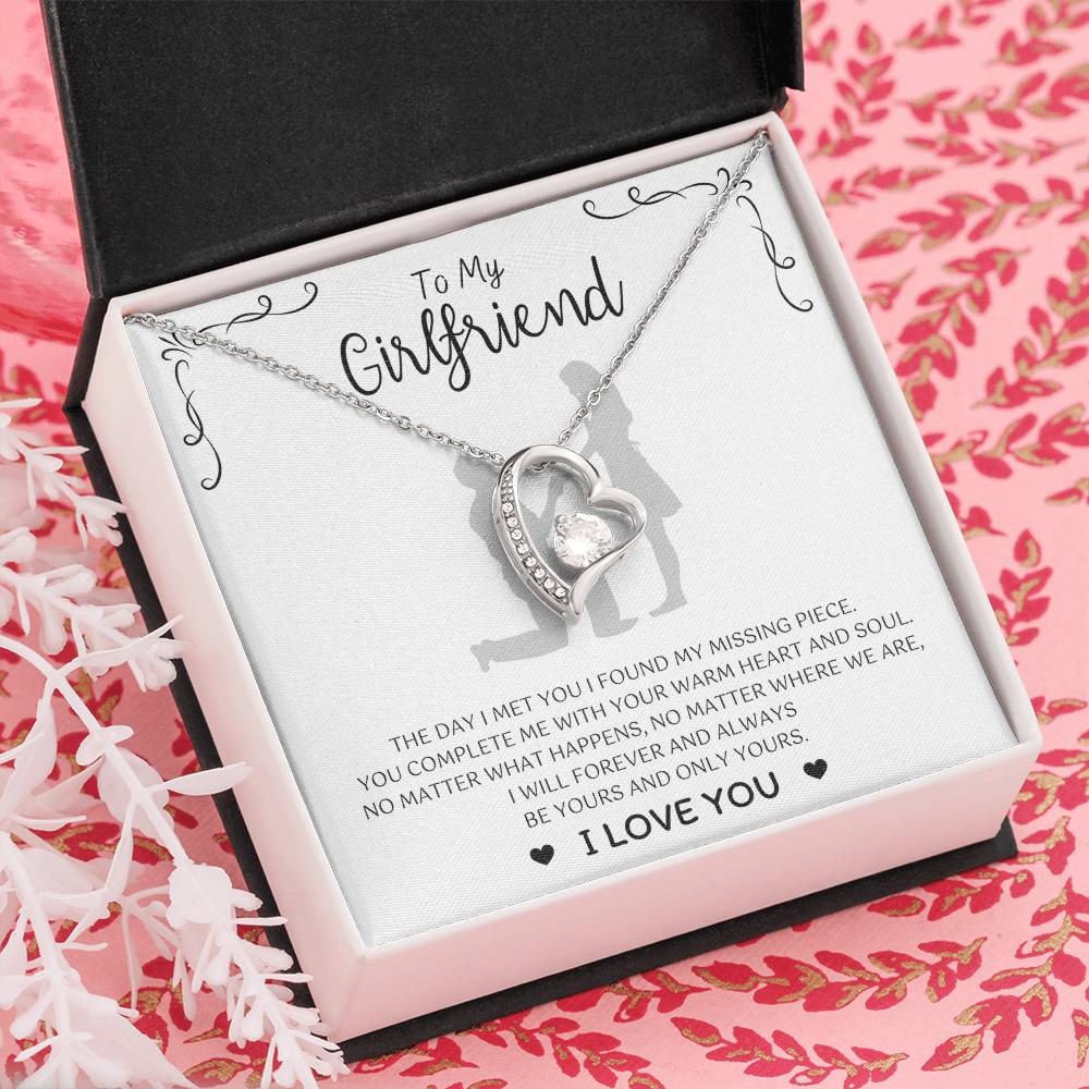 To My Girlfriend – Sterling Silver Forever Love Necklace, Meaningful Jewelry Gift for Her, Birthday, Anniversary, Valentine’s Day