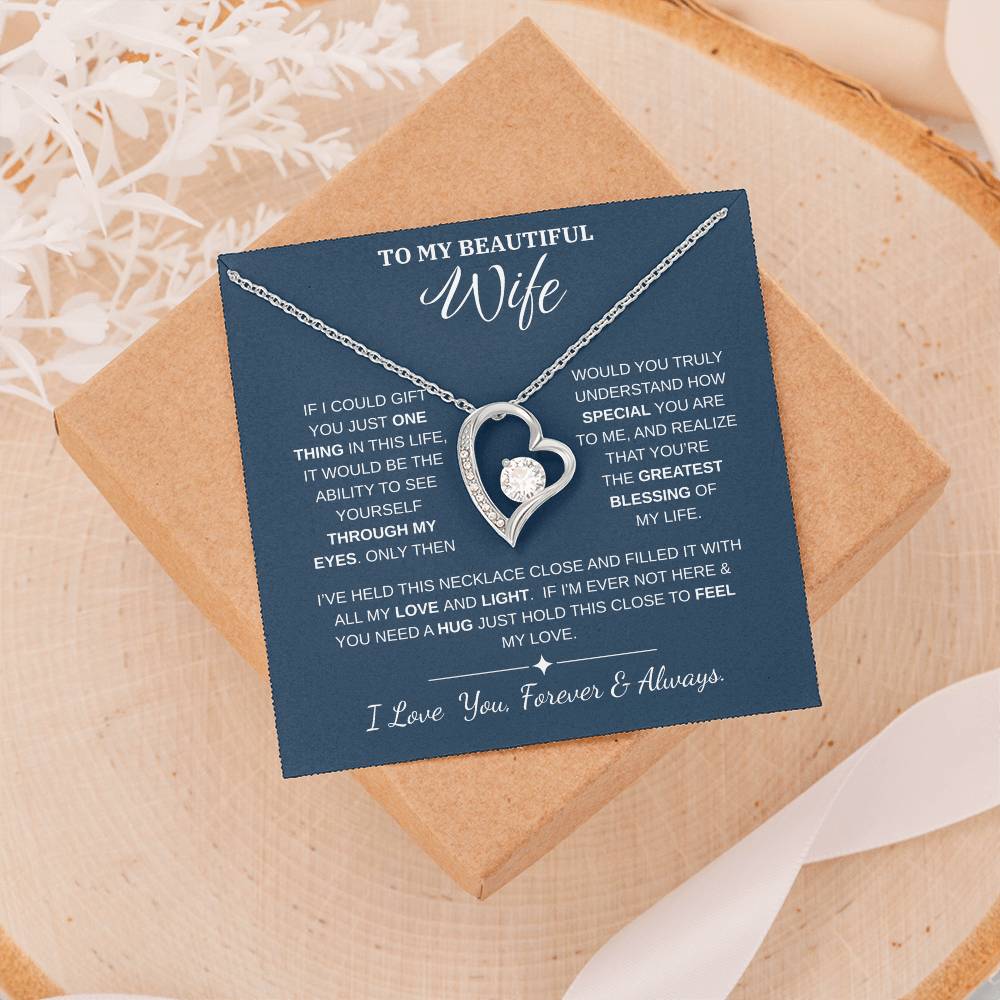 To My Wife Jewelry – Forever Love Necklace, Romantic Gift for Her, The Greatest Blessing in My Life, Perfect for Birthday, Christmas, Anniversary, or Valentine’s Day