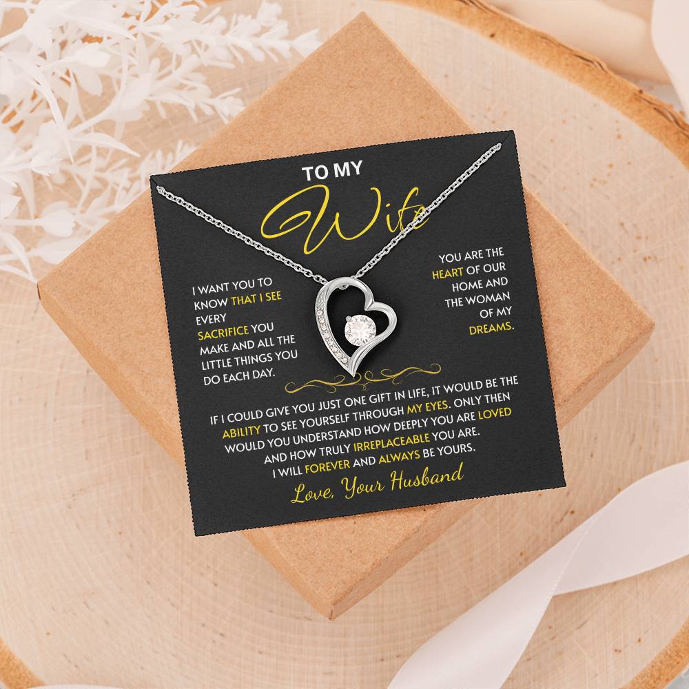 To My Wife Jewelry – Forever Love Necklace, Romantic Gift for Her, The Greatest Blessing in My Life, Perfect for Birthday, Christmas, Anniversary, or Valentine’s Day