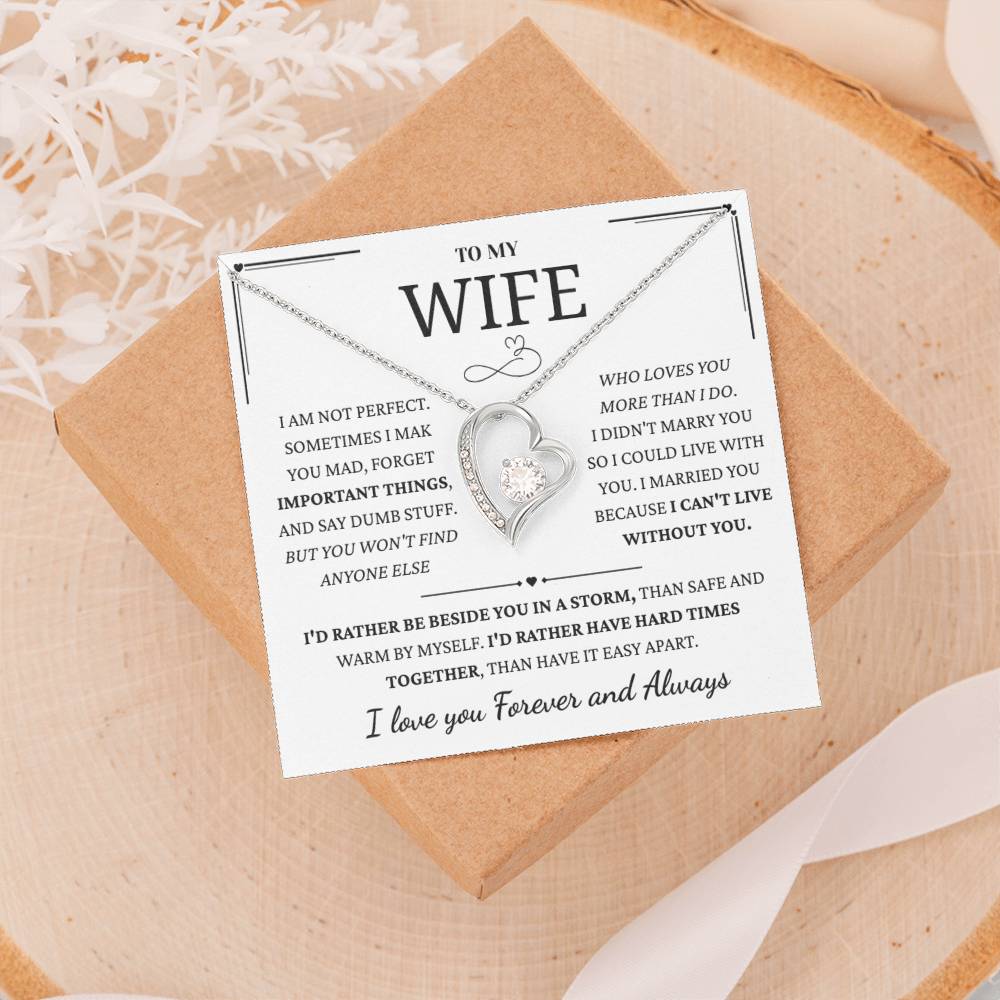 To My Wife – Forever Love Necklace, Gift for Wife from Husband, Romantic Anniversary Birthday Christmas Jewelry, Meaningful Love Message Card, Perfect Valentine’s Day Gift