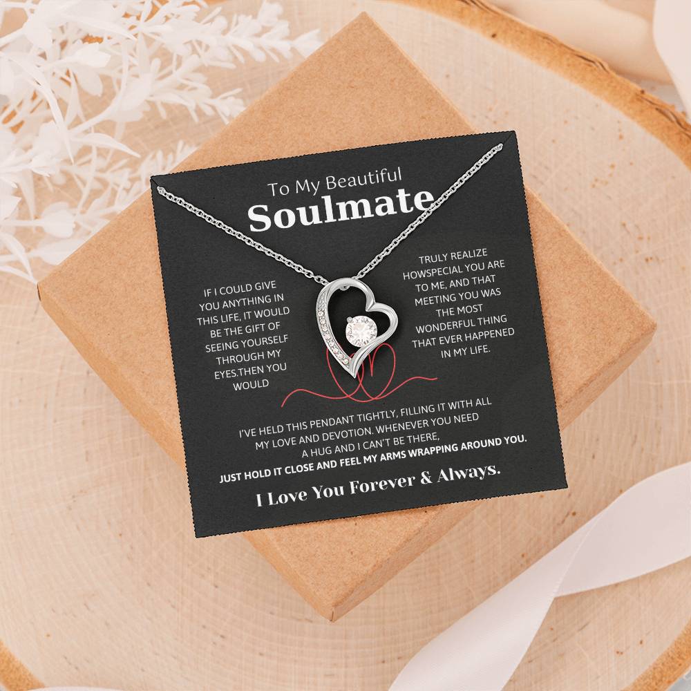To My Soulmate Necklace – Romantic Jewelry Gift for Wife from Husband – Birthday, Anniversary, Valentine’s Day Gift with Message Card & Gift Box