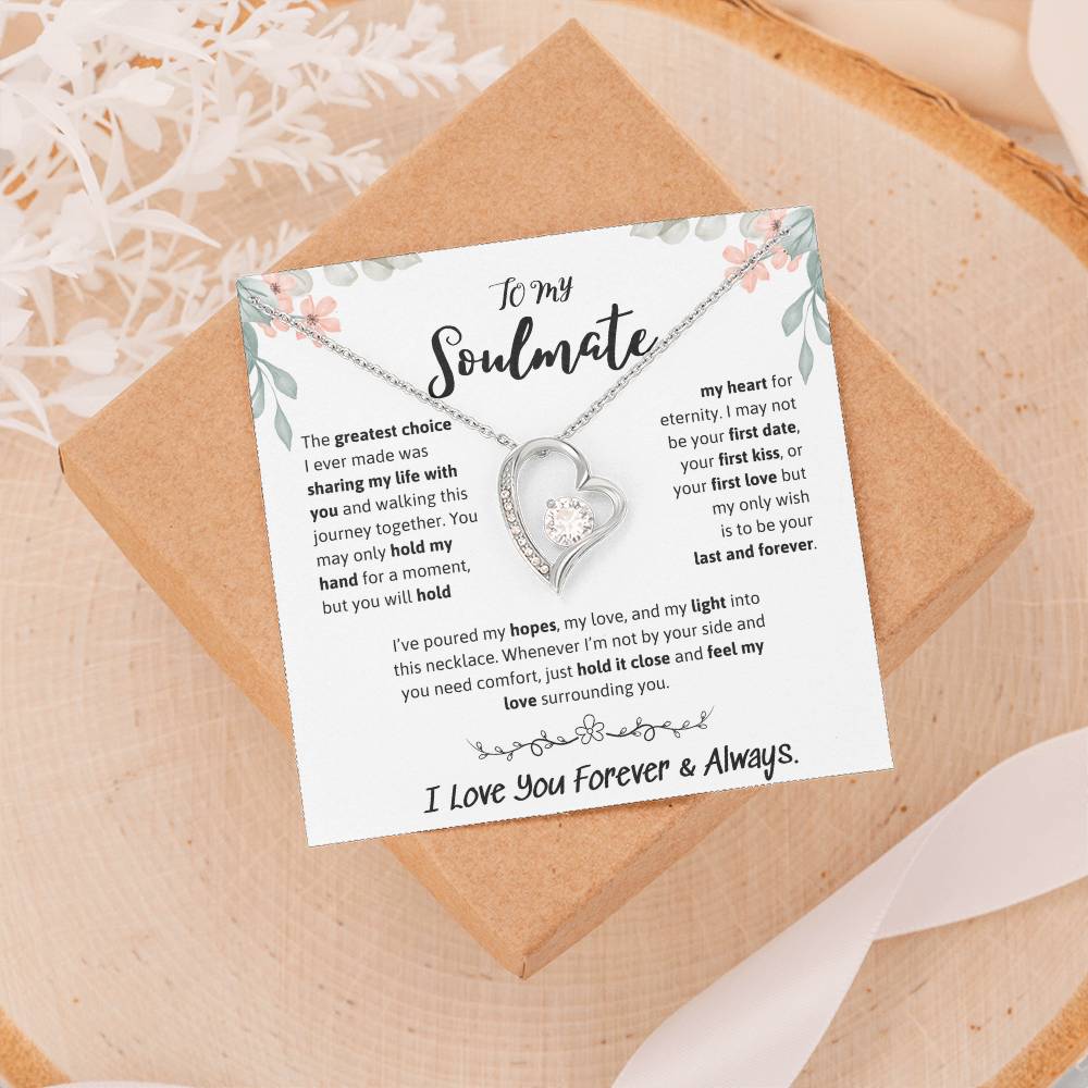 To My Soulmate Necklace – Romantic Jewelry Gift for Wife from Husband – Birthday, Anniversary, Valentine’s Day Gift with Message Card & Gift Box