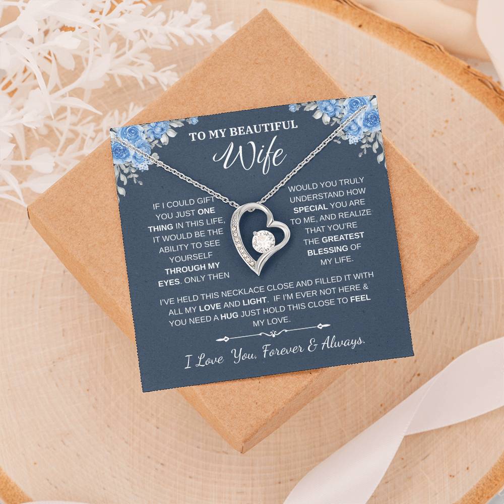 To My Wife Jewelry – Forever Love Necklace, Romantic Gift for Her, The Greatest Blessing in My Life, Perfect for Birthday, Christmas, Anniversary, or Valentine’s Day