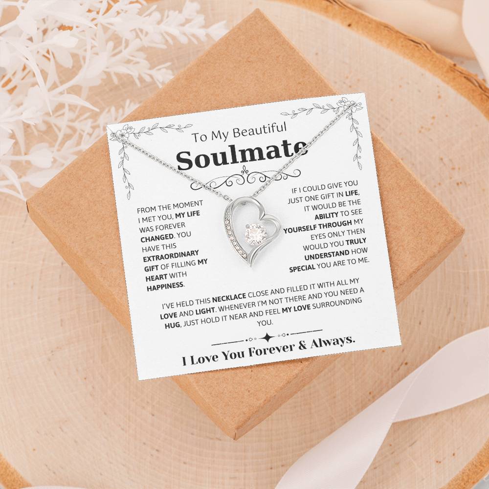 To My Soulmate Necklace – Romantic Jewelry Gift for Wife from Husband – Birthday, Anniversary, Valentine’s Day Gift with Message Card & Gift Box